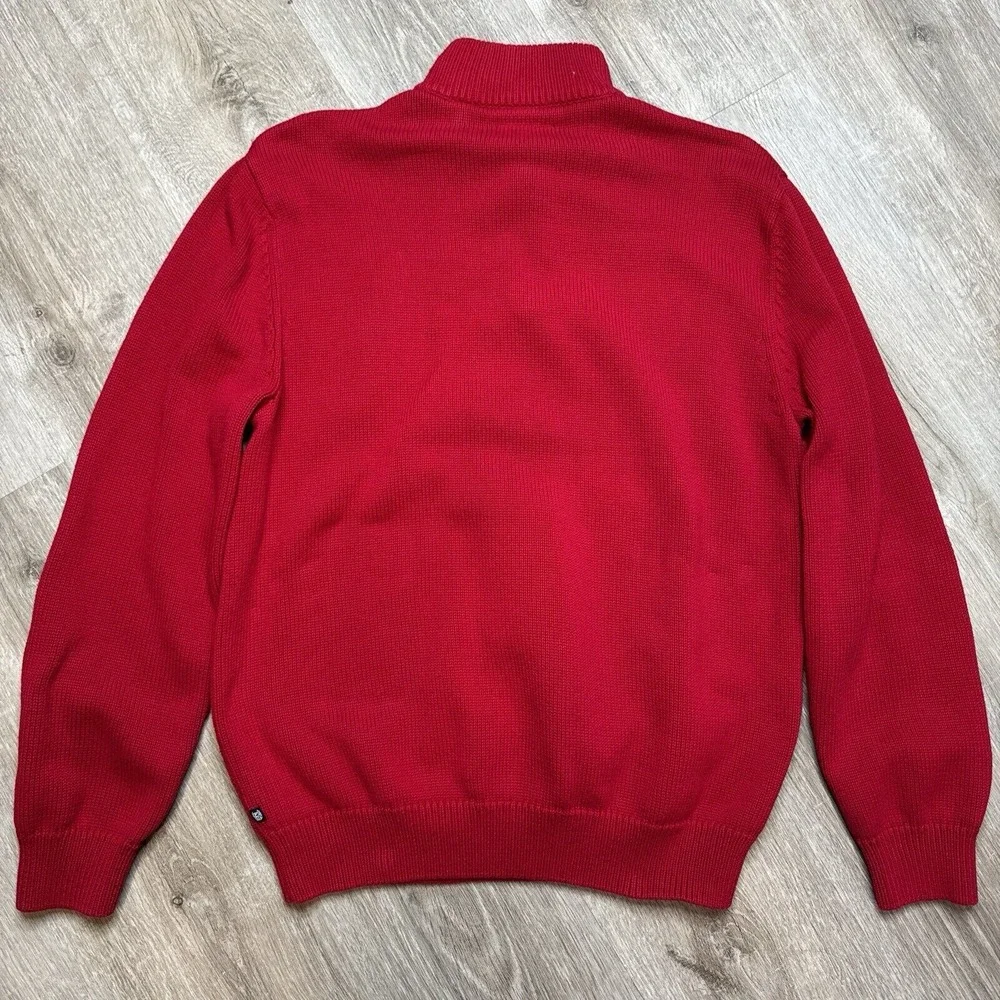 Chaps 1/4 Zip Sweater Mens XL Moose Pattern Red/Black Cotton